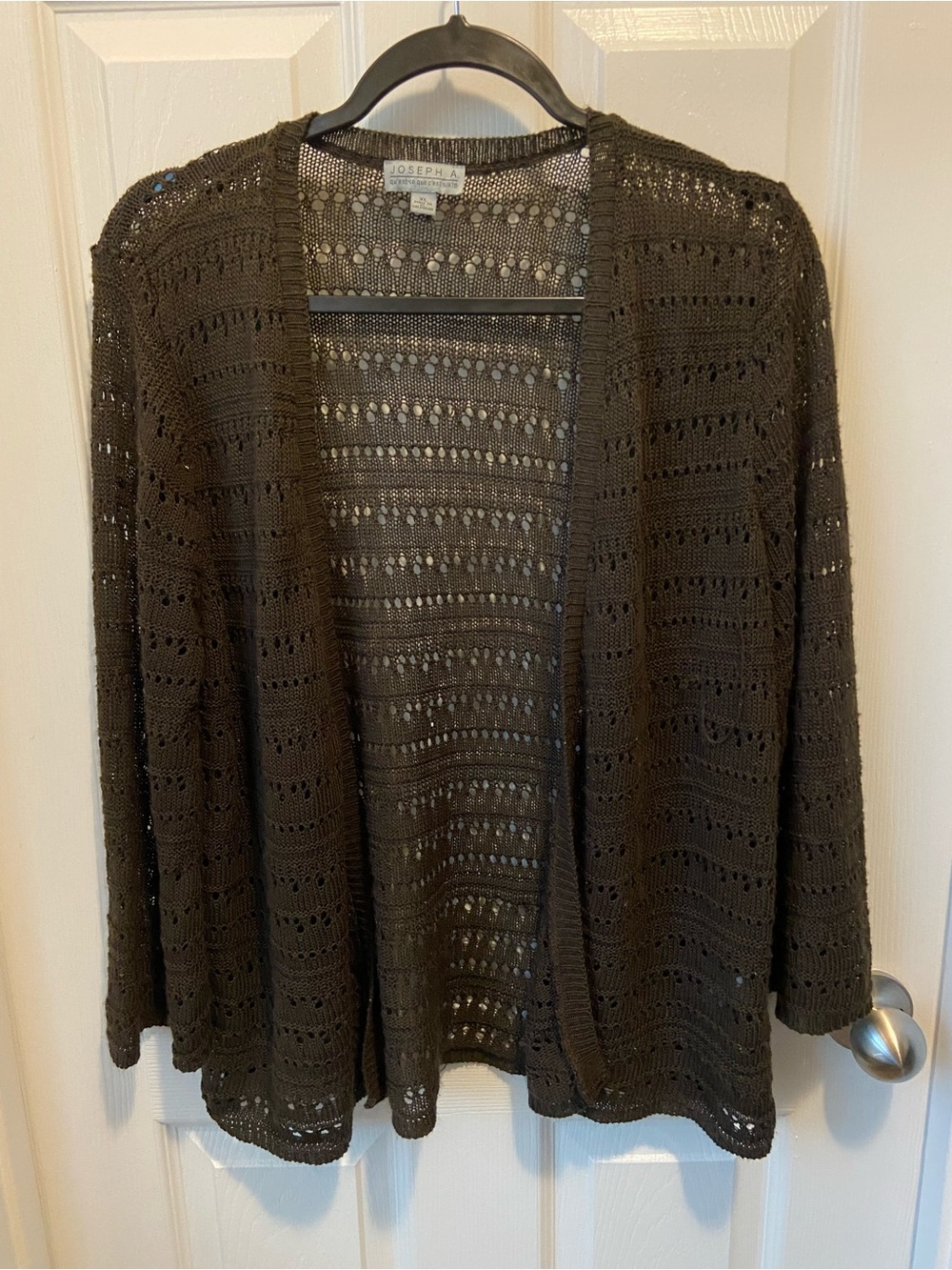 Open-Knit Lightweight Cardigan Sweater - Dark Brown